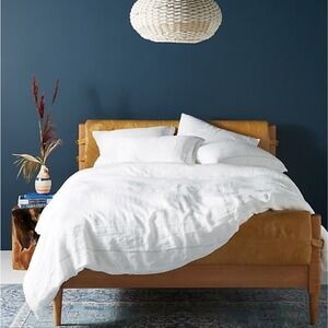 NEW Anthropologie Jazzy Stitched Linen White California King Duvet